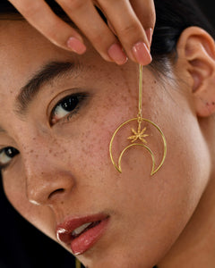 Linear Moon Dangle Earrings - Theloomart