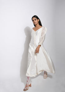 Pearl White Silk Dress - Theloomart